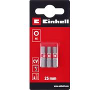 Original Einhell Standard Bits 3pc 25mm Hex 5 (Chrome Vanadium, Precision Screws, Good Control, Red Color Ring, C 6.3 Shank)