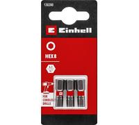 Original Einhell Standard Bits 3pc 25mm Hex 8 (Chrome Vanadium, Precision Screws, Good Control, Red Color Ring, C 6.3 Shank)
