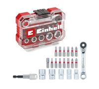 Original Einhell XS-CASE 21-piece bit and socket set (25 mm bits, sockets, quick-change bit holder, adapter, reversible ratchet incl. storage box)