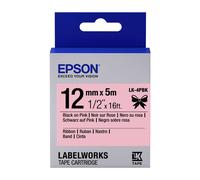 Epson LabelWorks[LK-4PBK-Satin-black on pink-Roll(1.2cm x 5m) 1 roll(s) ribbon tape-for LabelWorks Cable and Wiring Kit LW-1000 400 600 700 900 K400 Z700 Z900]tape compatible with LW-C410 and LW-C610