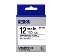 Original Epson LK-4WBN Black on White 12mm Label Tape Cartridge (C53S654021)