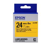 Original Epson LK-6YBP Black on Yellow 24mm Label Tape Cartridge (C53S656005)