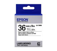 Original Epson LK-7WBN Black on White 36mm Label Tape Cartridge (C53S657006)