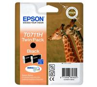 Original Epson T0711H DuraBrite Ultra Twin Pack Black Ink Cartridge, TO711H 711