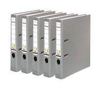 Original Falken 5-pack PP-Color plastic folders. Made in Germany. 5 cm narrow DIN A4 grey Vegan ring binder File folder Letter file Office folder Plastic folder Slotted folder