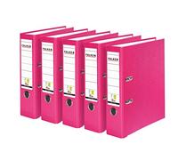 Original Falken 5-pack PP-Color plastic folders. Made in Germany. 8 cm wide DIN A4 pastel colour pink vegan ring binder file folder letter folder office folder plastic folder slotted folder