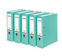 Original Falken 5-pack PP-Color plastic folders. Made in Germany. 8 cm wide DIN A4 pastel colour turquoise vegan ring binder file folder letter file office folder plastic folder slotted folder