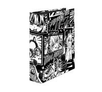 FALKEN Original Falken Manga Black & White Motif Folder, Made in Germany, 8 cm Wide, DIN A4, Vegan Ring Binder, Letter Folder, Office Folder, Plastic Folder, Slotted Folder