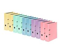 Original Falken pack of 10 pastel colour folders. Made in Germany. 8 cm wide DIN A4 pastel colour assorted ring binders file folders letter files office files plastic files motif files
