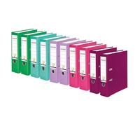 Original Falken Pack of 10 Polypropylene Colour Plastic Folders Made in Germany 8 cm Wide DIN A4 Vegan Assorted Colours 2 x Turquoise Lilac BlackBerry Pink Light Green Lever Arch File Letter Folder