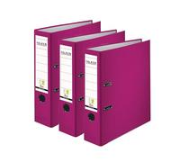 Original Falken Pack of 3 Polypropylene Colour Folders Made in Germany 8 cm Wide DIN A4 BlackBerry Vegan Plastic Folder Ring Binder Letter Folder Office Folder Slotted Folder
