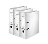 Original Falken Pack of 3 Polypropylene Colour Folders, Made in Germany, 8 cm Wide, DIN A4, White, Vegan Plastic Folder, Ring Binder, Letter Folder, Office Folder, Plastic Folder, Slotted Folder