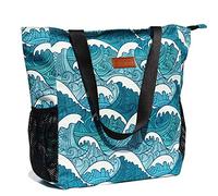 ESVAN Original Floral Water Resistant Large Tote Bag Shoulder Bag for Gym Beach Travel Daily Bags