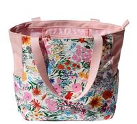 Original Floral Water Resistant Large Tote Bag Shoulder Bag for Gym Beach Travel Daily Bags Upgraded, Corduroy Pink Flower, L, Fashion