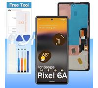 Original for Google Pixel 6A 5G Screen Replacement 6.1" GX7AS GB62Z G1AZG LCD Display Touch Digitizer Assembly with Tools(Black with Bracket)