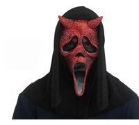 Original Ghost Face Scream Dead by Daylight Devil Rhinestone Mask with Horns Red Halloween Horror Ghost Film