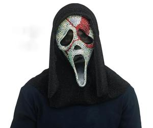 Original Ghost Face Scream Mask with Rhinestones, Blood and Glitter Hood Halloween Horror Ghost Film