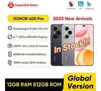 Original Global Version HONOR 400 Pro 5G Smartphone 200MP Camera Snapdragon 8 Gen 3 6.7'' AMOLED Screen 100W Wired 50W Wireless Midnight Black