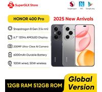 Original Global Version HONOR 400 Pro 5G Smartphone 200MP Camera Snapdragon 8 Gen 3 6.7'' AMOLED Screen 100W Wired 50W Wireless Tidal Blue