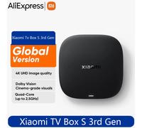 Original Global Version Xiaomi TV Box S 3rd Gen 4K Ultra HD WiFi BT5.2 Google TV Cast Netflix Smart TV Box Media Player Add Black Cover
