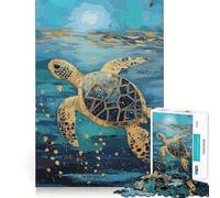 Original Golden Sea Turtle Art 1000 Pieces Jigsaws Adults Puzzles Gifts Think Game Leisure Fun Quality Edge Lovely Present (50x75cm)
