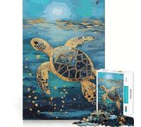 Original Golden Sea Turtle Art Jigsaw Puzzles 1000 Piece for Teenagers Reason Skill Toy Serene Time Exact Cut Amazing Present (38x52cm)