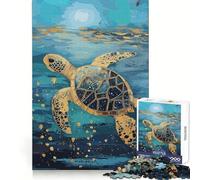 Original Golden Sea Turtle Art Jigsaw Puzzles 1000 Piece for Teenagers Reason Skill Toy Serene Time Exact Cut Amazing Present (38x52cm)