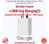 3x Google 30W USB-C Fast Chargers - White - UK Plug - Genuine - Pixel 5 to 8 Pro