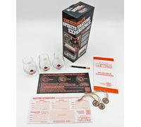 Original Great Whiskey Challenge Bar Tasting Kit - Blind Bourbon Spirit Ultimate Tasting Game - Wooden Glasses, Board, Score Pad