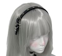 Original Grommet Crosses Leather Headband for Women 2000s Photo Props Cosplay Maid Unisex Gothic Punk Hair Accessory