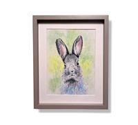 Original Hand Painted Watercolour illustration fine art print painting of a Rabbit on the Sussex South Downs 3