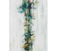 Original Handmade Abstract Island Painting, Green Trees and Sea Landscape, Wall Art Painting for Living Room Bedroom Kitchen Home Office.