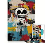 Original Happy Skull Graffiti Art Jigsaw Puzzle 1000 Piece for Adults Logic Boost Toy Together Fun Premium Edge Stylish Gift (38x52cm)