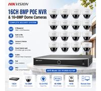 Original Hikvision 16CH 8MP PoE NVR Kit 4K AI PoE CCTV System 16x IP Dome Camera