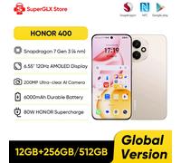 Original HONOR 400 Global Version 5G Smartphone 6.55" 120Hz AMOLED Display Snapdragon 7 Gen 3 200MP 6000mAh 80W SuperCharge NFC 12GB 256GB Black