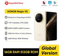 Original HONOR Magic V5 Global Version Snapdragon 8 Elite 7.95" Dual HDR OLED Display 5820mAh Battery 66W SuperCharge NFC eSIM Dawn Gold