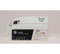 Original HP 128A Tripack Laserjet Toner Cartridges -CF371AM - Tri-color