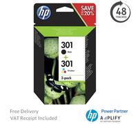 Original HP 301 Black & Colour Ink Cartridge N9J72AE Multipack CH561EE / CH562EE