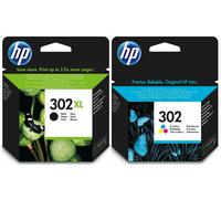 Original HP 302 / 302XL Black & Colour Ink Cartridges For DeskJet 1110 Printer