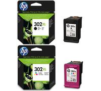 Original HP 302XL High Capacity Black & Tri Colour Ink Cartridge Multipack (F6U67AE, F6U68AE)