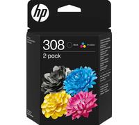 HP 308 2-Pack Black/Tri-color Original Ink Cartridge Combo