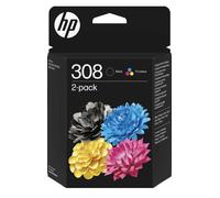 HP 308 2-Pack Black/Tri-color Original Ink Cartridge Combo