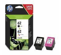 HP N9J71AE 62 Original Ink Cartridges, Black and Tri-color, Multipack, 2 Count (Pack of 1)