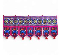 Original Kikan Elephant Handmade Tapestry Cotton Door Wall Hanging Ethnic Topper Toran Indian Window Valance (37 x14 Inches) (ROYAL BLUE)