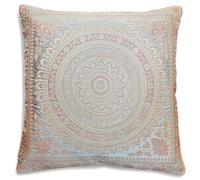 Original Kikan Indian patchwork mandala sari ethnic silk Banarsi cushion covers mandala 16"x16" (Grey)