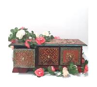 Original Kikan Indian Wooden Bohemian Box Jewellery 3 Chest Drawers Storage HandPainted crystal 35x16x13 Centimetres UK