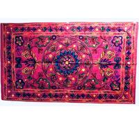 Original Kikan Rectangle Floral Suzani Art Sequinned Indian Wall Hanging Tapestry Cotton Embroidered Runner Ethnic boho (Pink)