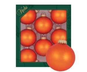 Original Lauschaer Christmas tree decoration set of 8 plain matt orange, 6.7 cm, with golden crown + 50 quick hangers in gold included
