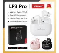Original Lenovo Lp3 pro TWS Earphones Wireless Bluetooth 5.3 Earbuds HIFI Sound Noise Reduction HD Call Low Latency Headphones Balck Kit Bag