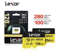 Original Lexar Professional GOLD microSDXC UHS-II Card V60 4K UHD video Memory Card 128GB 256GB Max 280Mb/s Micro SD Flash Cards